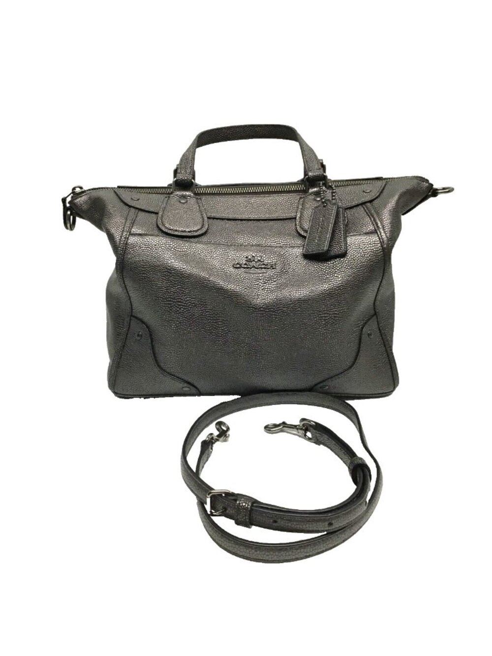 Coach Mickie Grain Leather Gray Shoulder Bag Satchel F34040